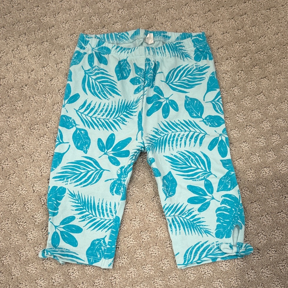 First Impressions Teal Leaf Print Kids Casual Bottoms